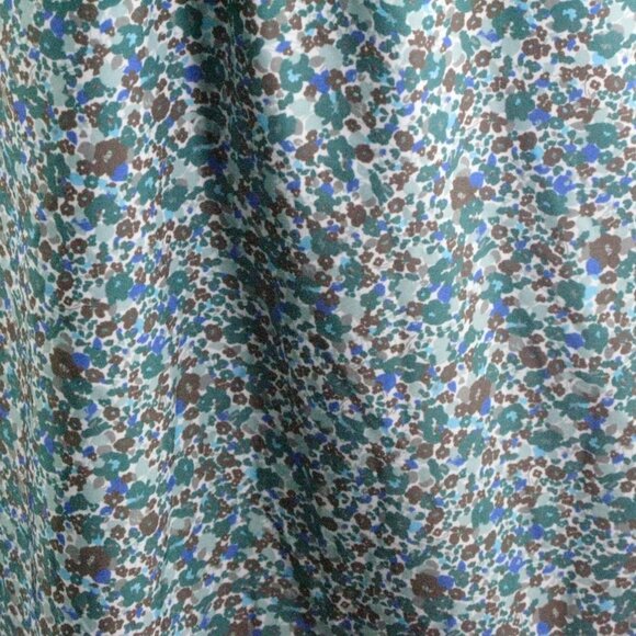 Lands' End Green/Brown Floral Button Front Blouse Size Medium - Picture 3 of 4